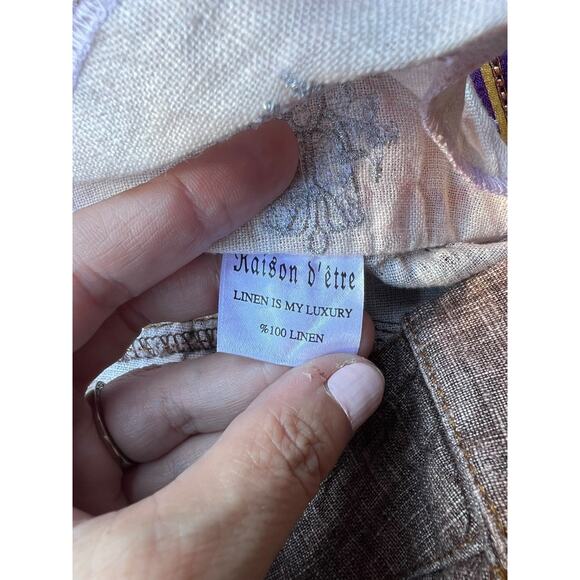 Raison D'etre Women's Pants Wide Leg 100% Linen Brown Pockets Size 31 NEW - Picture 4 of 11